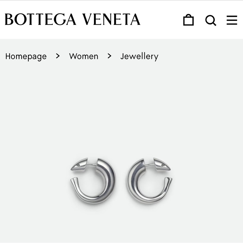 Bottega Veneta Silver Sardine Hoops
